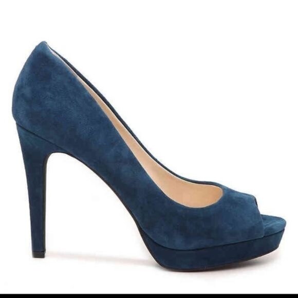 Jessica Simpson Steve Blue Velvet Peep Toe Heels Size 9 - Picture 1 of 8